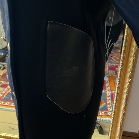 Black Double-Breasted Coat with Gold Buttons - Picture 4 of 11